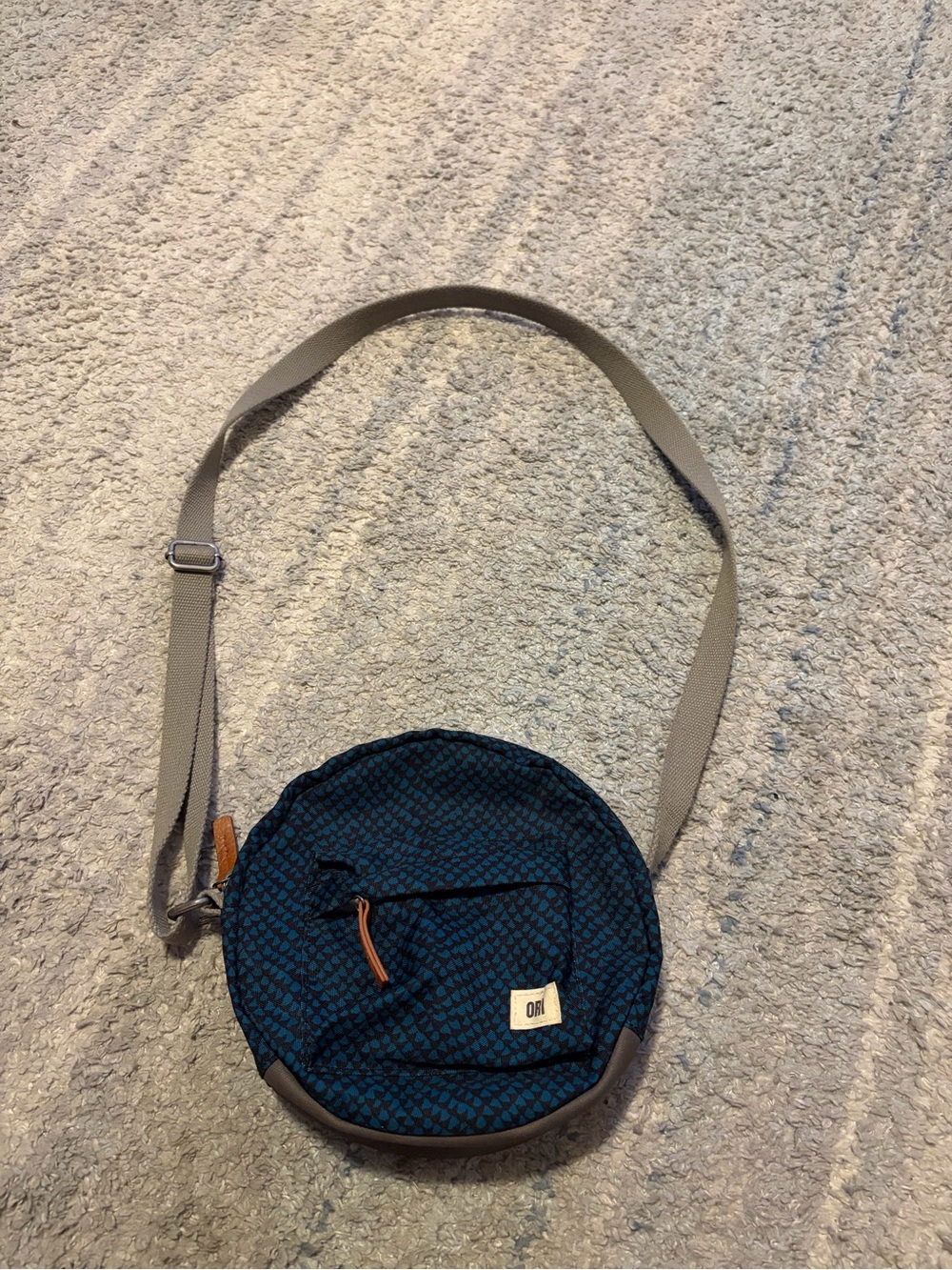 ORI London Paddington Round Crossbody Bag Blue Pattern Recycled Nylon Water Resi